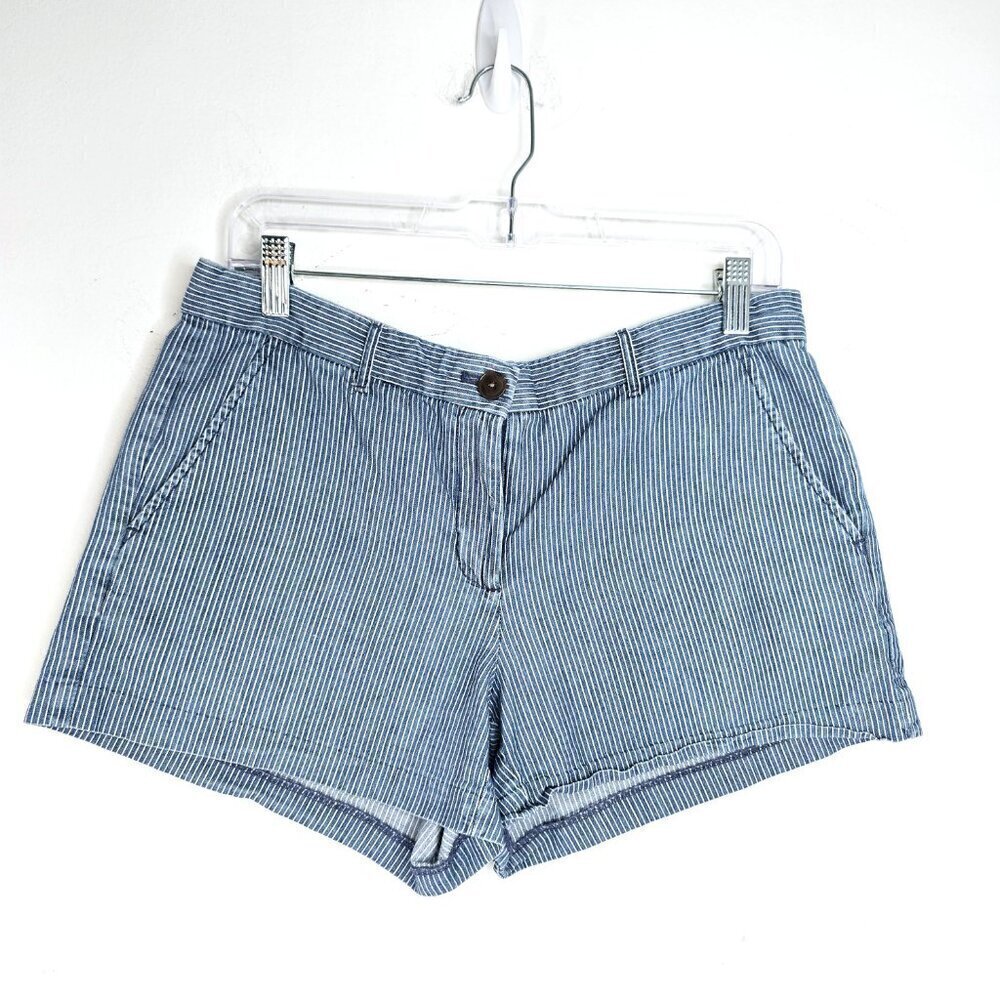 GAP Vintage Y2K Blue Chambray Denim Pinstripe Shorty Shorts